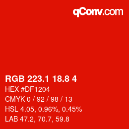 カラーコード: RGB 223.1 18.8 4 | qconv.com