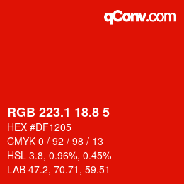 カラーコード: RGB 223.1 18.8 5 | qconv.com