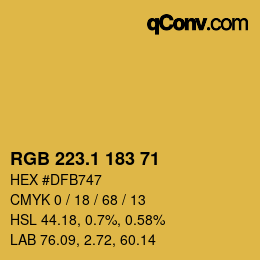 カラーコード: RGB 223.1 183 71 | qconv.com