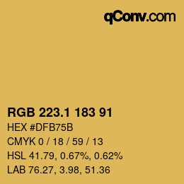 カラーコード: RGB 223.1 183 91 | qconv.com