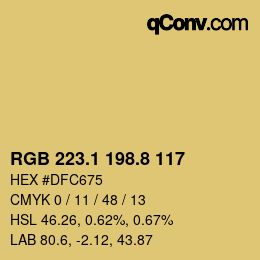 Color code: RGB 223.1 198.8 117 | qconv.com