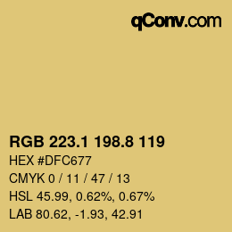カラーコード: RGB 223.1 198.8 119 | qconv.com