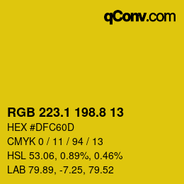 カラーコード: RGB 223.1 198.8 13 | qconv.com