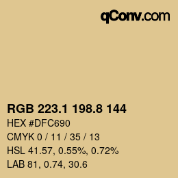 カラーコード: RGB 223.1 198.8 144 | qconv.com