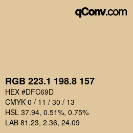 Color code: RGB 223.1 198.8 157 | qconv.com