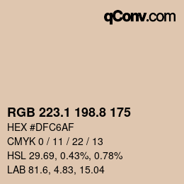 Código de color: RGB 223.1 198.8 175 | qconv.com
