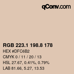 Color code: RGB 223.1 198.8 178 | qconv.com
