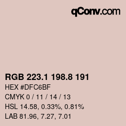 Color code: RGB 223.1 198.8 191 | qconv.com