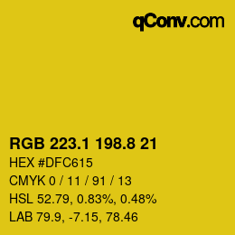カラーコード: RGB 223.1 198.8 21 | qconv.com