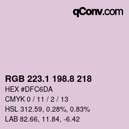 カラーコード: RGB 223.1 198.8 218 | qconv.com