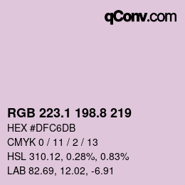 Color code: RGB 223.1 198.8 219 | qconv.com