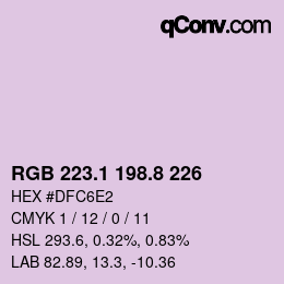 Color code: RGB 223.1 198.8 226 | qconv.com