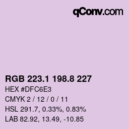 カラーコード: RGB 223.1 198.8 227 | qconv.com