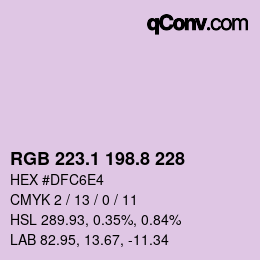 Color code: RGB 223.1 198.8 228 | qconv.com