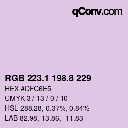 Color code: RGB 223.1 198.8 229 | qconv.com