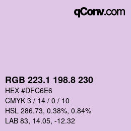 Code couleur: RGB 223.1 198.8 230 | qconv.com