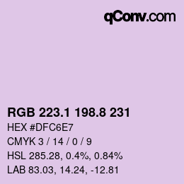 カラーコード: RGB 223.1 198.8 231 | qconv.com