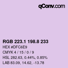 Color code: RGB 223.1 198.8 233 | qconv.com