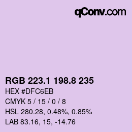 Color code: RGB 223.1 198.8 235 | qconv.com