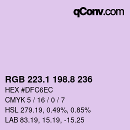 Color code: RGB 223.1 198.8 236 | qconv.com