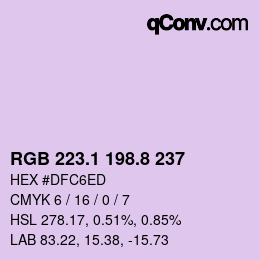 Color code: RGB 223.1 198.8 237 | qconv.com