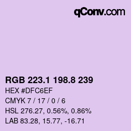 Código de color: RGB 223.1 198.8 239 | qconv.com