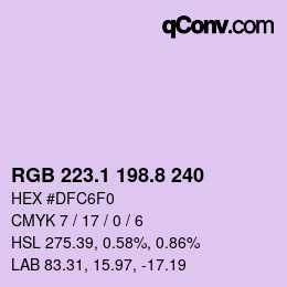 カラーコード: RGB 223.1 198.8 240 | qconv.com