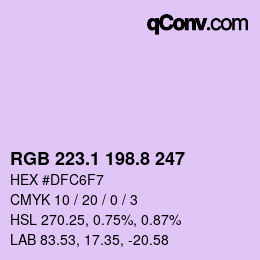 カラーコード: RGB 223.1 198.8 247 | qconv.com