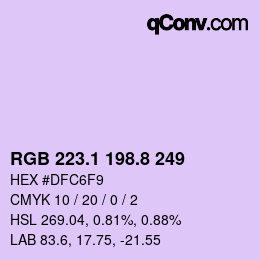 カラーコード: RGB 223.1 198.8 249 | qconv.com