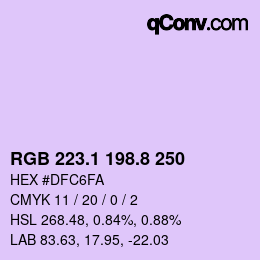 Color code: RGB 223.1 198.8 250 | qconv.com
