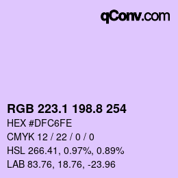 カラーコード: RGB 223.1 198.8 254 | qconv.com