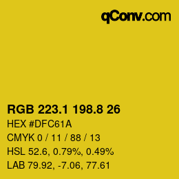 カラーコード: RGB 223.1 198.8 26 | qconv.com