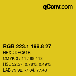 カラーコード: RGB 223.1 198.8 27 | qconv.com