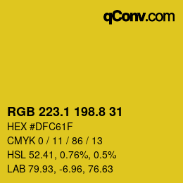 カラーコード: RGB 223.1 198.8 31 | qconv.com