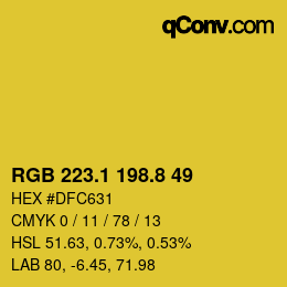 カラーコード: RGB 223.1 198.8 49 | qconv.com