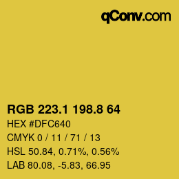 カラーコード: RGB 223.1 198.8 64 | qconv.com