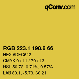 カラーコード: RGB 223.1 198.8 66 | qconv.com
