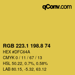カラーコード: RGB 223.1 198.8 74 | qconv.com