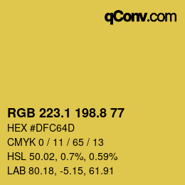 カラーコード: RGB 223.1 198.8 77 | qconv.com