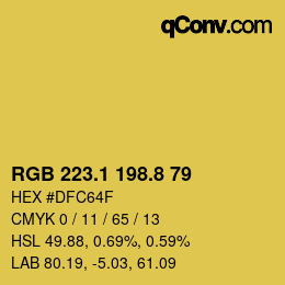 カラーコード: RGB 223.1 198.8 79 | qconv.com