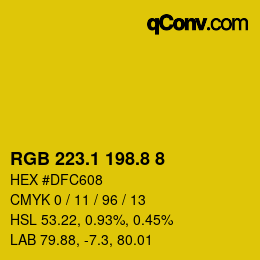 カラーコード: RGB 223.1 198.8 8 | qconv.com