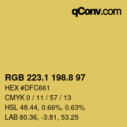 カラーコード: RGB 223.1 198.8 97 | qconv.com