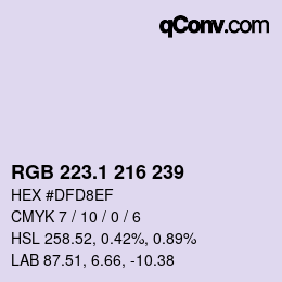 Color code: RGB 223.1 216 239 | qconv.com