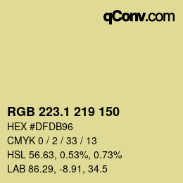 カラーコード: RGB 223.1 219 150 | qconv.com