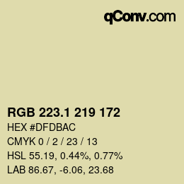 Color code: RGB 223.1 219 172 | qconv.com