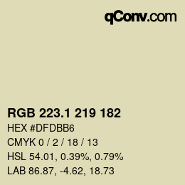 カラーコード: RGB 223.1 219 182 | qconv.com
