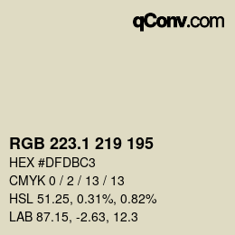 カラーコード: RGB 223.1 219 195 | qconv.com
