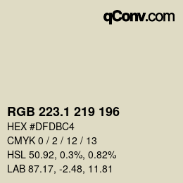 Color code: RGB 223.1 219 196 | qconv.com