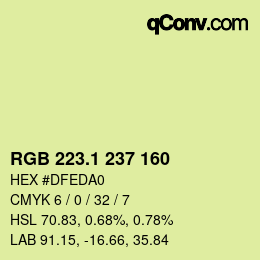 カラーコード: RGB 223.1 237 160 | qconv.com