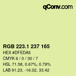 カラーコード: RGB 223.1 237 165 | qconv.com